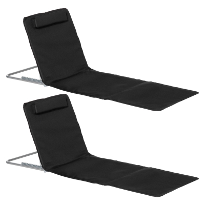 Outsunny Set of 2 Foldable Beach Chairs Adjustable Black