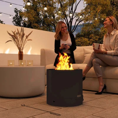 Outsunny Metal Wood-burning Fire Pit with Poker - Black
