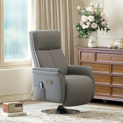 HOMCOM Poltrona de Massagem com Apoio para os Pés Poltrona Relax Reclinável até 135° com 10 Pontos de Massagem 68,5x84x110cm Cinza