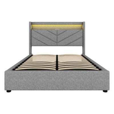 Letto imbottito 140 x 190 cm, Grigio