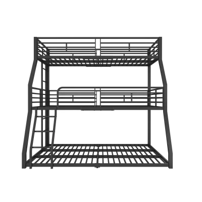 Letto a castello triplo 90×200 cm in metallo, Nero