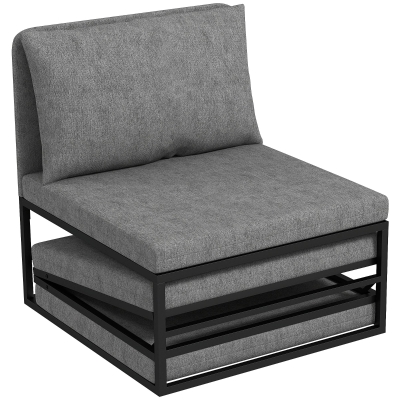 HOMCOM Fauteuil Convertible 1 Place Pliant Gris Salon/Bureau