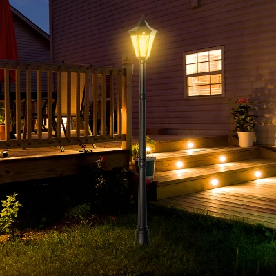 Outsunny Lampione Solare Esterno LED e Sensore di Movimento Nero