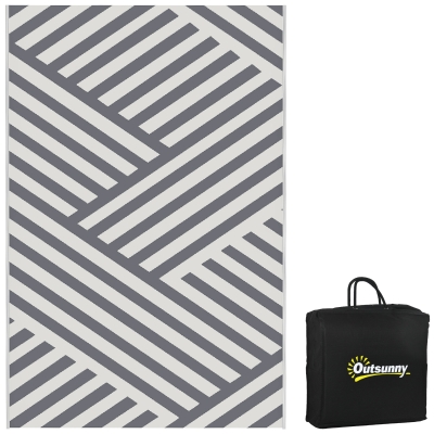 Outsunny Reversible Outdoor Rug 182x274cm Grey/Cream