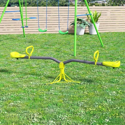 HOMCOM Baloiço para crianças acima de 3 anos giratória de 360º carga 35 kg (cada assento) 180x65x53 cm Cinza e Verde