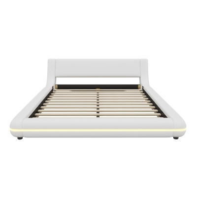 Letto a terra 140×200 cm con illuminazione ambientale a LED, Bianco