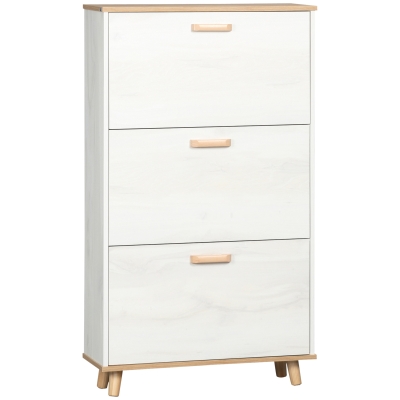 HOMCOM Meuble à chaussures style scandinave 3 abattants 70 x 23,5 x 122 cm blanc
