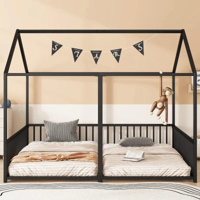 Letto per bambini matrimoniale 90x200 cm, Nero