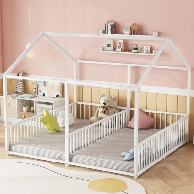 Letto per bambini in metallo 90×200 cm, Bianco