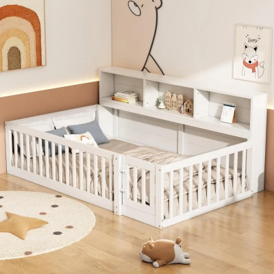 Letto 90×200 cm, lato del letto con vano contenitore, Bianco