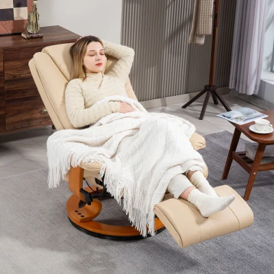 HOMCOM Recliner Chair Steel Frame Beige with Footrest