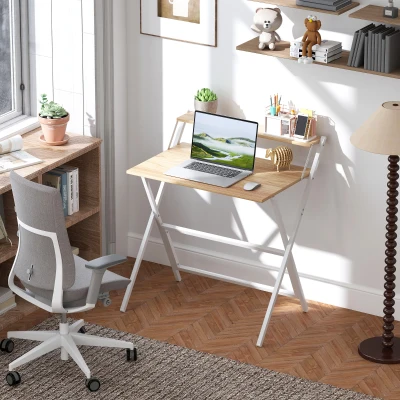 HOMCOM Scrivania Pieghevole con Supporto Monitor Legno