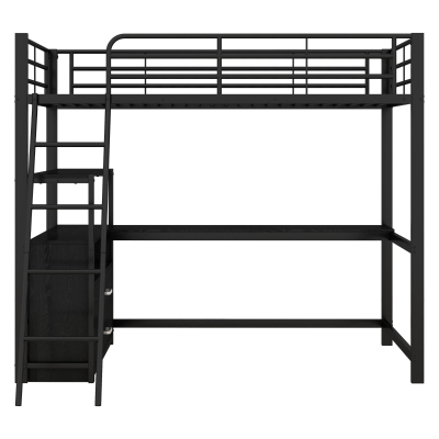 Letto a soppalco con struttura in ferro 90×200 cm, Nero