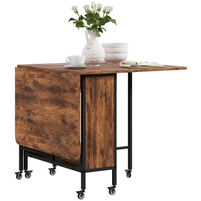 HOMCOM Table Pliante Cuisine Extensible avec Roulettes Marron