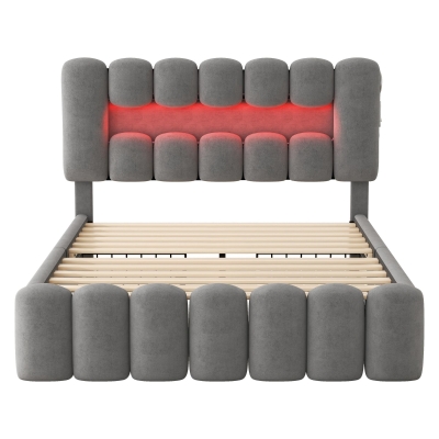 Letto imbottito 160×200 cm con 4 cassetti, senza materasso, Grigio