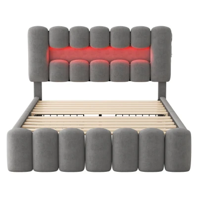 Letto imbottito 160×200 cm con 4 cassetti , Grigio