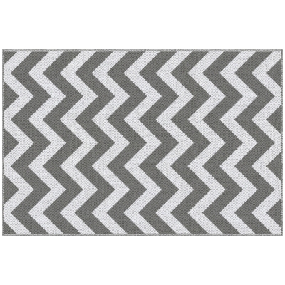 Outdoor Rug 182L x 121W x 0.3H cm Grey and White