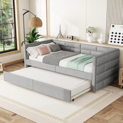 Divano letto con letto estraibile 90x200 cm, Grigio