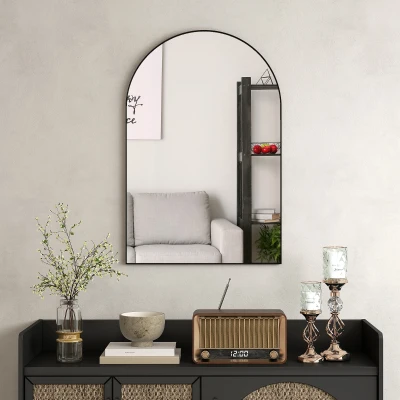 HOMCOM Specchio Bagno ad Arco 60x90 cm in Lega di Alluminio Nero