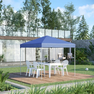 Outsunny Gazebo da Giardino 2.5x2.5m Pieghevole con Picchetti Blu