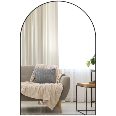 HOMCOM Specchio Bagno ad Arco 60x90 cm in Lega di Alluminio Nero
