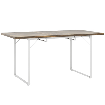 HOMCOM Mesa de Refeição Extensível Retangular para 4-6 Pessoas com Pés Metálicos 120-160x80x75 cm Madeira e Branco
