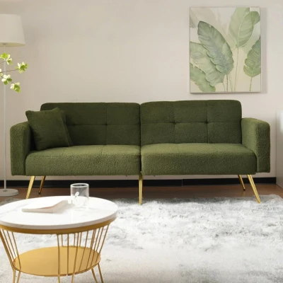Convertible Sofa Bed with Adjustable Backrest, Green