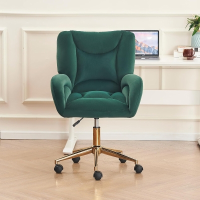 Height-Adjustable Swivel Chair with 360° Revolving Wheels, Green