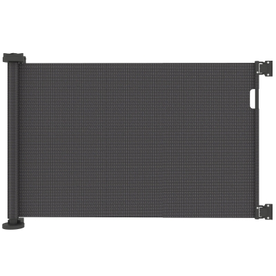 PawHut Barrera de Seguridad para Perros Retráctil con Interruptor de Cierre para Puertas Escaleras Pasillos 142x10x87 cm Negro