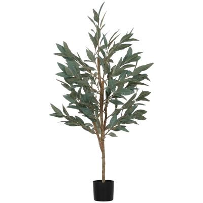HOMCOM Planta Artificial de Louro 150 cm Planta Artificial Decorativa Grande Decoração para Casa Escritório Varanda Quarto Verde