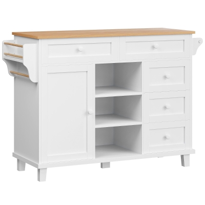Dining Trolley with Drawer-Storage Cabinet, White