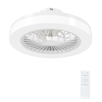 HOMCOM Ventoinha de Teto com Luz LED 40 W Motor DC Revertível Controlo Remoto 6 Velocidades Temporizador Ø46x16 cm Branco