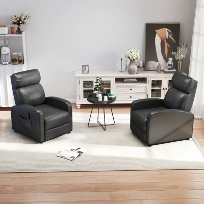 HOMCOM Sillón de Masaje Reclinable con Mando a Distancia Bolsillo Lateral y Temporizador Tapizado en PU 68x88x98 cm Negro