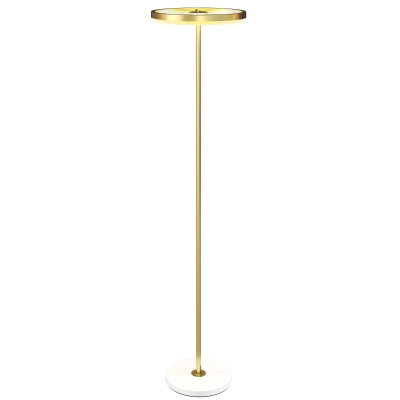 HOMCOM Vloerlamp met Voetschakelaar, Metalen Structuur, Acrylscherm, 4000K, Dimbaar - Goudkleur