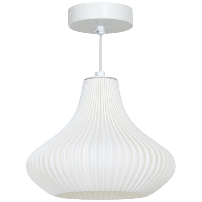 HOMCOM Candeeiro Suspenso Moderno Candeeiro de Teto com Ecrã de Impressão 3D Iluminação para Sala de Jantar Ø22x18 cm Branco