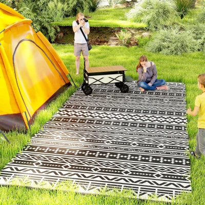 Outsunny Outdoor Teppich robuster Wetterfest Outdoorteppich, Carpet mit Boho-Style, Outdoor-Teppich für Wohnzimmer Balkon