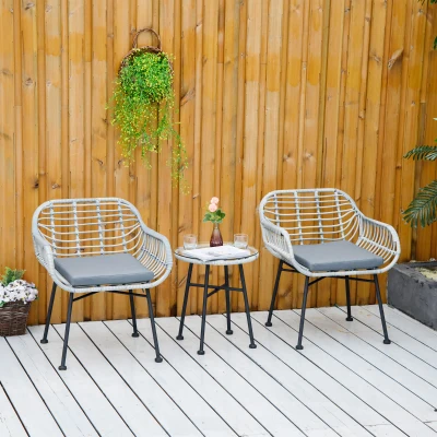 Outsunny Set 2 sedie con tavolino 64cm x 63cm x 76cm Grigio
