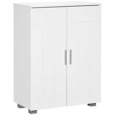 kleankin Meuble Salle de Bain Blanc 60x30x80cm avec Étagère