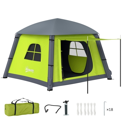 Outsunny Inflatable Camping Tent 1/2 Person Waterproof Green