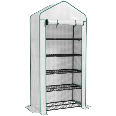 Outsunny 5 Tier Mini Greenhouse Portable White 193x90cm