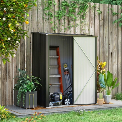 Outsunny Cobertizo de Jardín Exterior 1,34 m² 161,5x94,5x196 cm con Puerta y Cerradura para Almacenamiento de Herramientas Negro