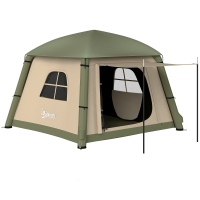 Outsunny Inflatable Camping Tent 1/2 Person Waterproof Brown