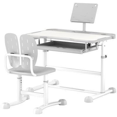 AIYAPLAY Bureau Enfant Réglable avec Chaise et Tiroir Gris