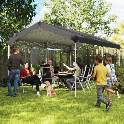 Pavilion Pliabil Pop Up cu Înălțime Reglabilă, 584x297.5x272 cm, Gri Închis