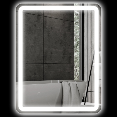 HOMCOM Miroir LED Anti-buée 70x90cm Luminosité Réglable Argent
