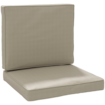 Outsunny Lot 2 Coussins Chaise Déhoussables Rembourrés Kaki