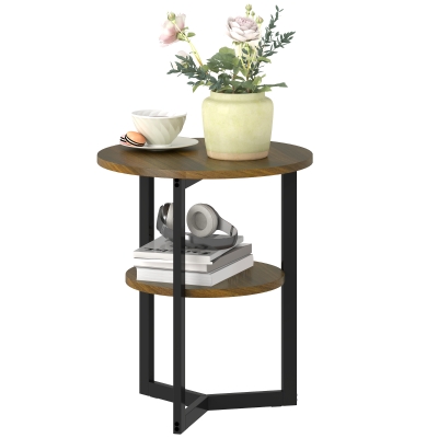HOMCOM Table d'Appoint Ronde Industrielle Ø40cm avec Rangement