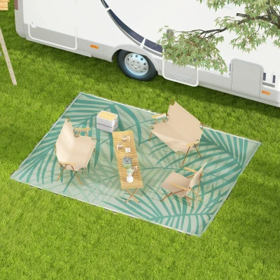 Outsunny Tappeto da Esterno 274x365cm Impermeabile Verde e Crema