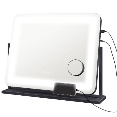 HOMCOM Miroir LED 62,5x52cm Tactile USB 3 Modes Grossissant 10X