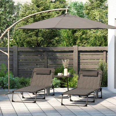 Outsunny Set of 2 Sun Loungers Reclining 5-Position Black